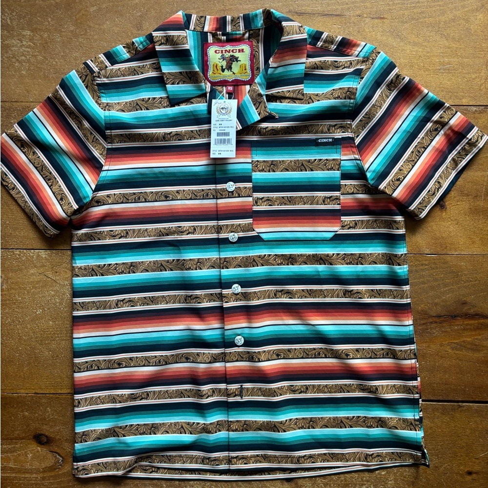 Cinch Men's Vibrant Striped Button Down Shirt Serape Print